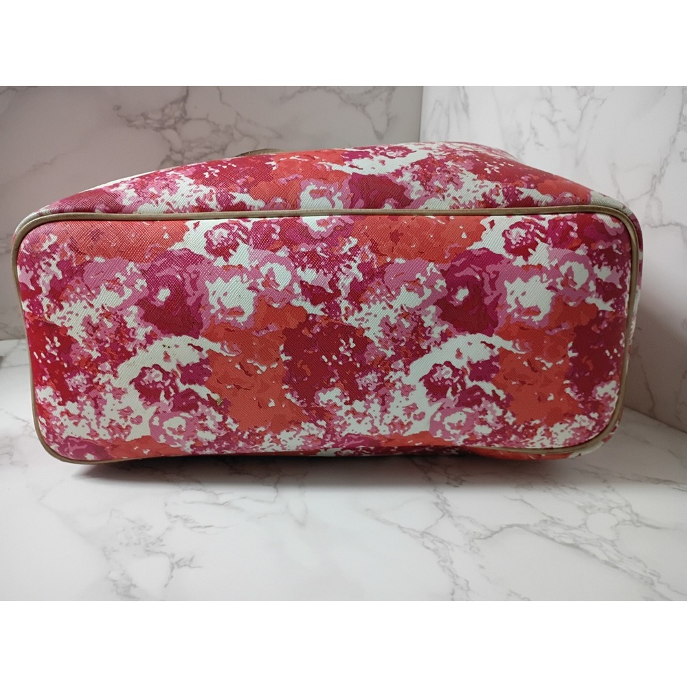 COACH Peyton Large Pink, Red & Orange Absract Floral Print Tote Bag - EUC - Picture 5 of 9